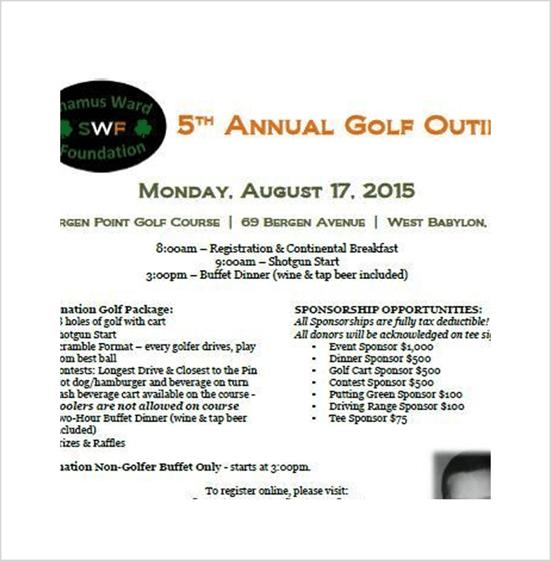 Sponsorship opportunities for golf event
