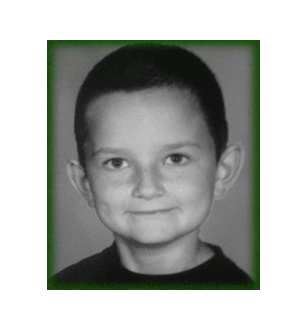Black and white image of a young boy