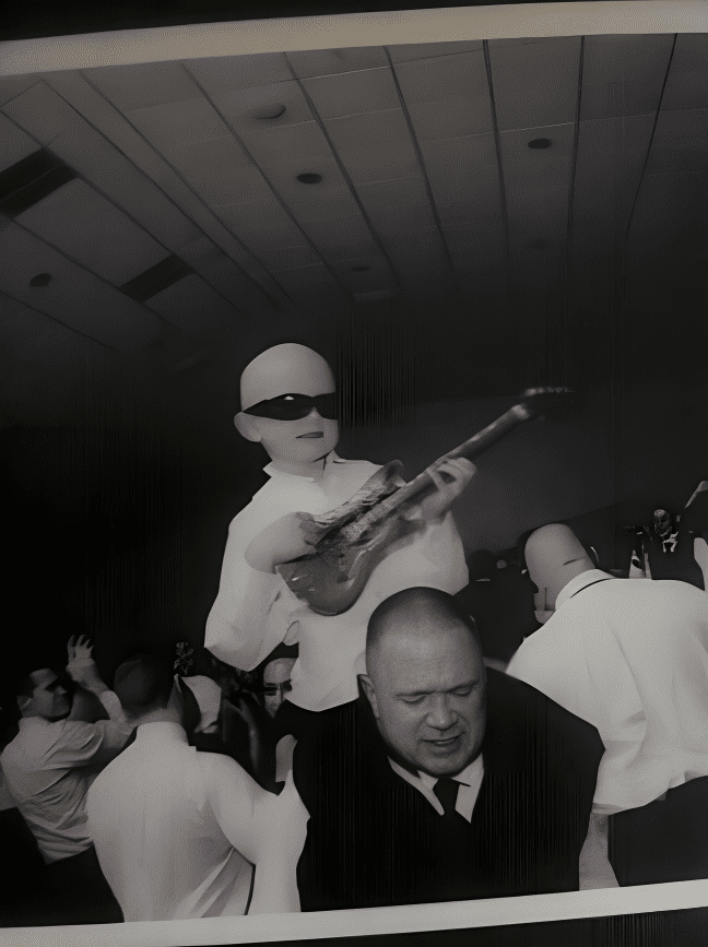 Man with guitar at event